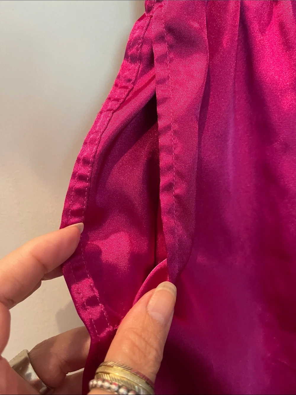 American Eagle Outfitters Men's Fuchsia Satin Hybrid Shorts